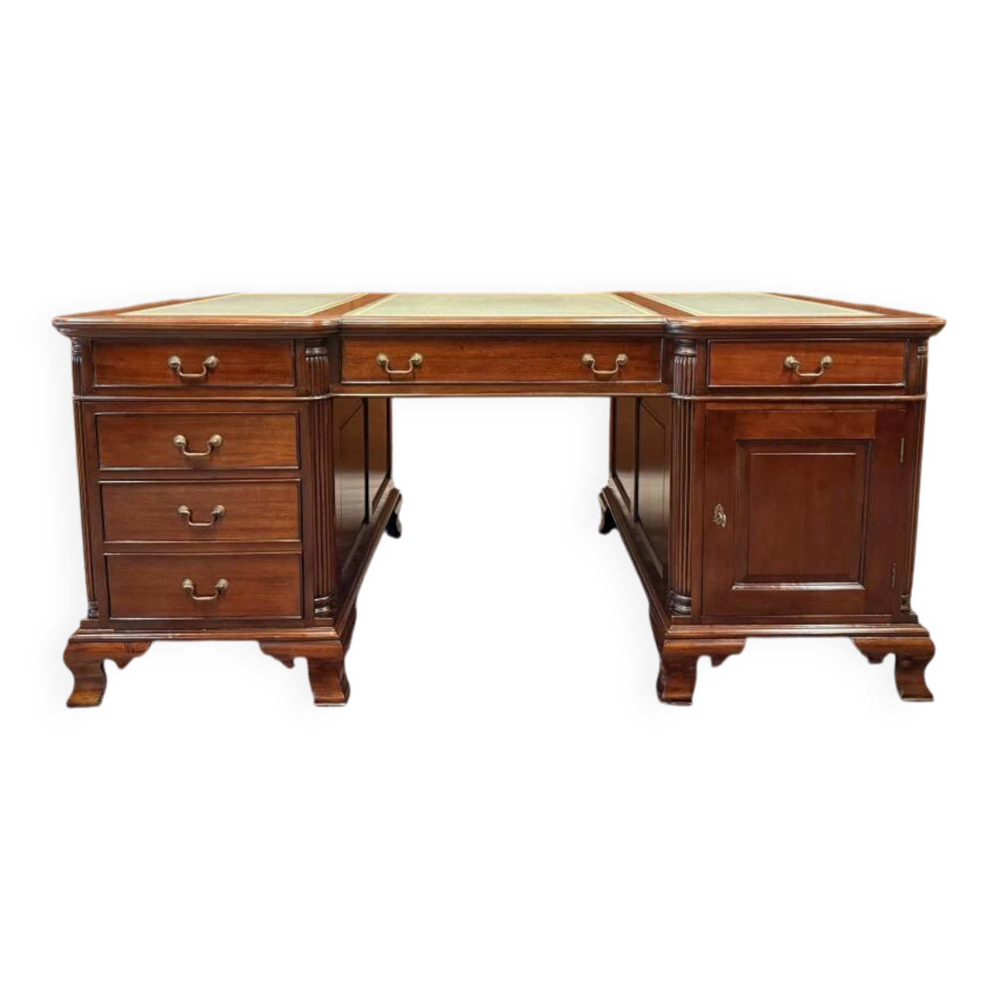English Chesterfield desk with green leather