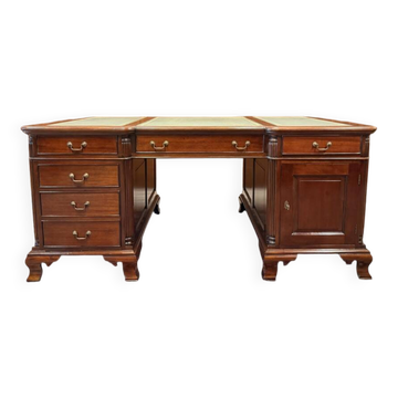 English Chesterfield desk with green leather