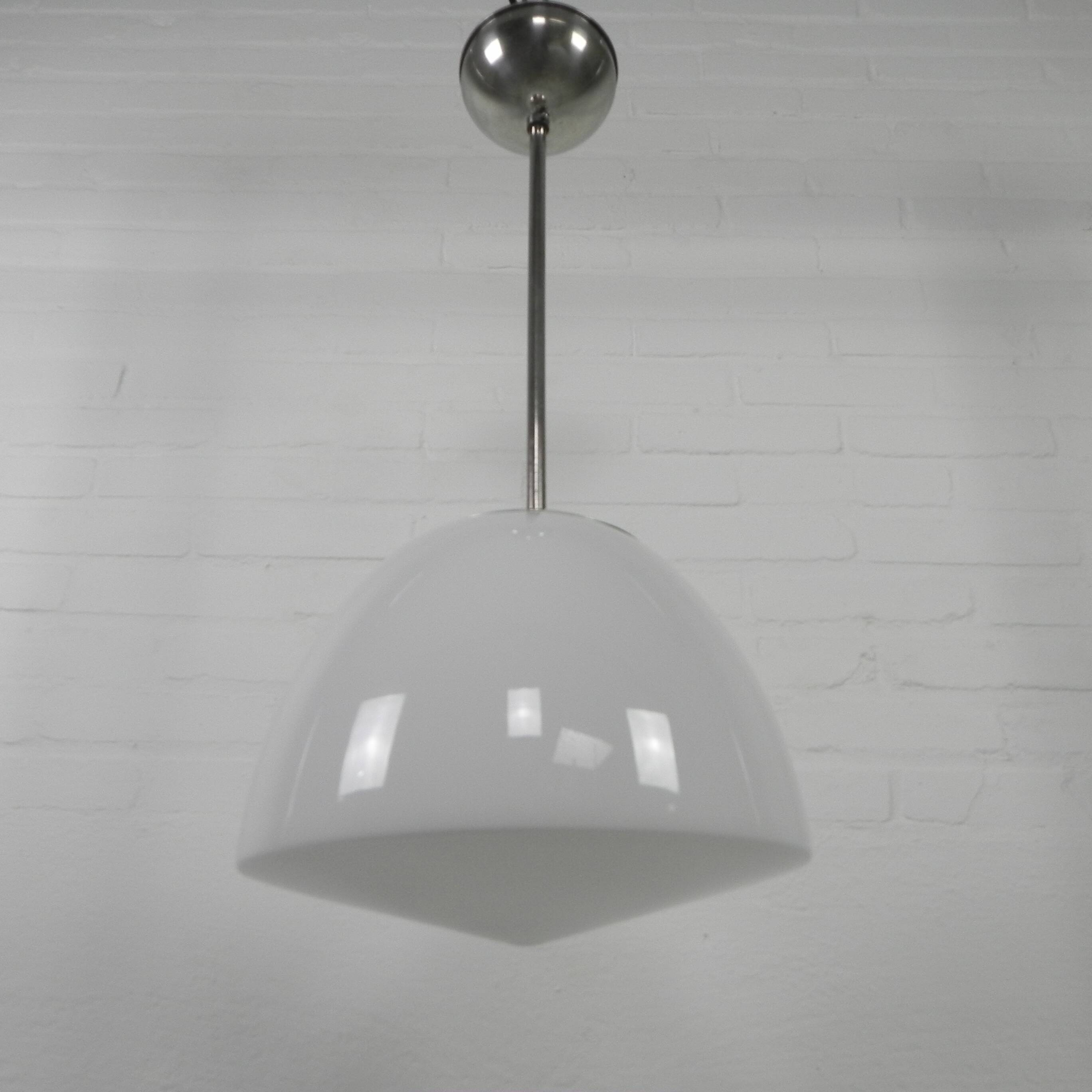 Old school lamp with large glass ball in opal glass, 1930s