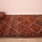 Burgundy Vintage Moroccan Rug 168 x 297 cm, Berber Wool Rug, Handmade Rug
