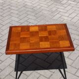 Modernist wood & steel coffee table France 1950s