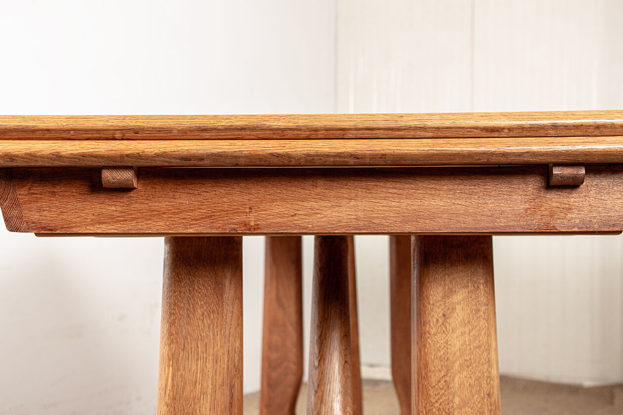 Large extendable dining table, 320 cm, in oak, Guillerme and Chambron.