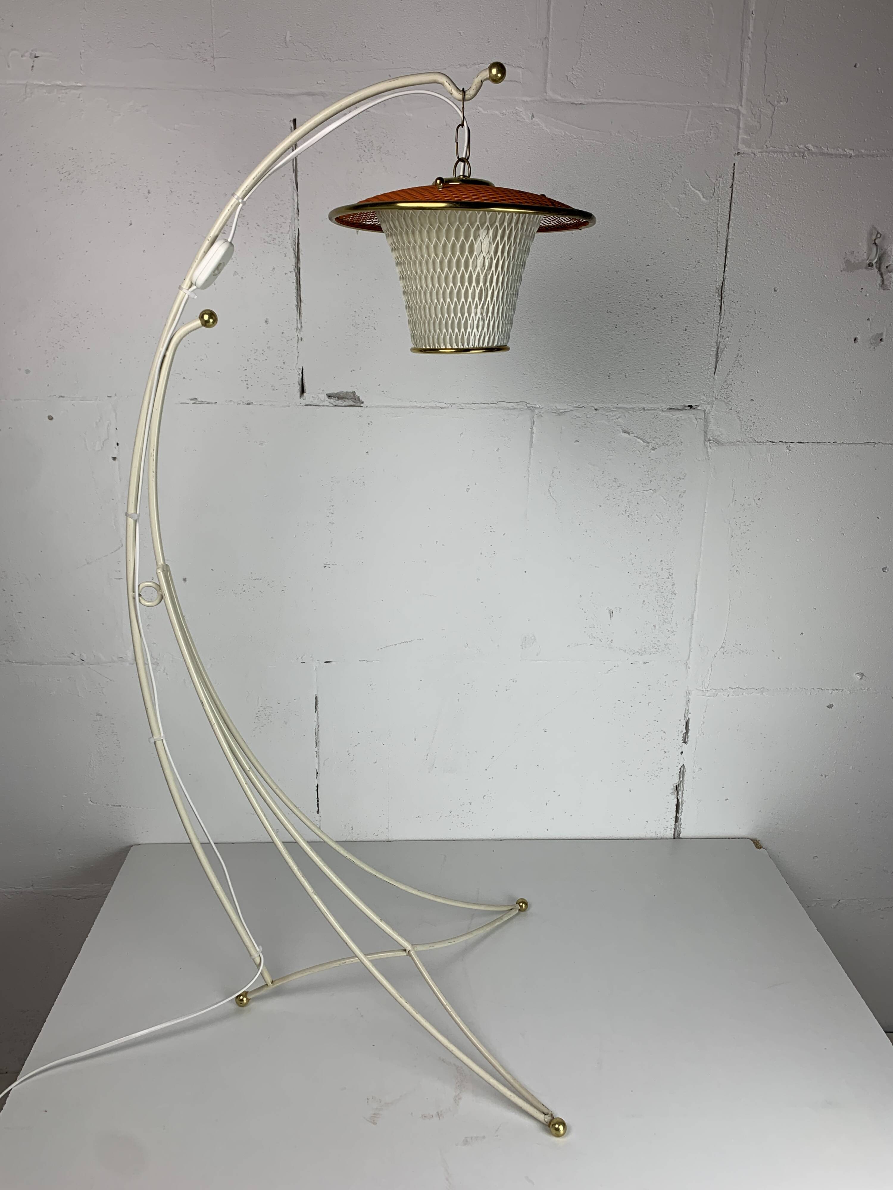 Midcentury French rockabilly lantern low floor lamp, 1950s