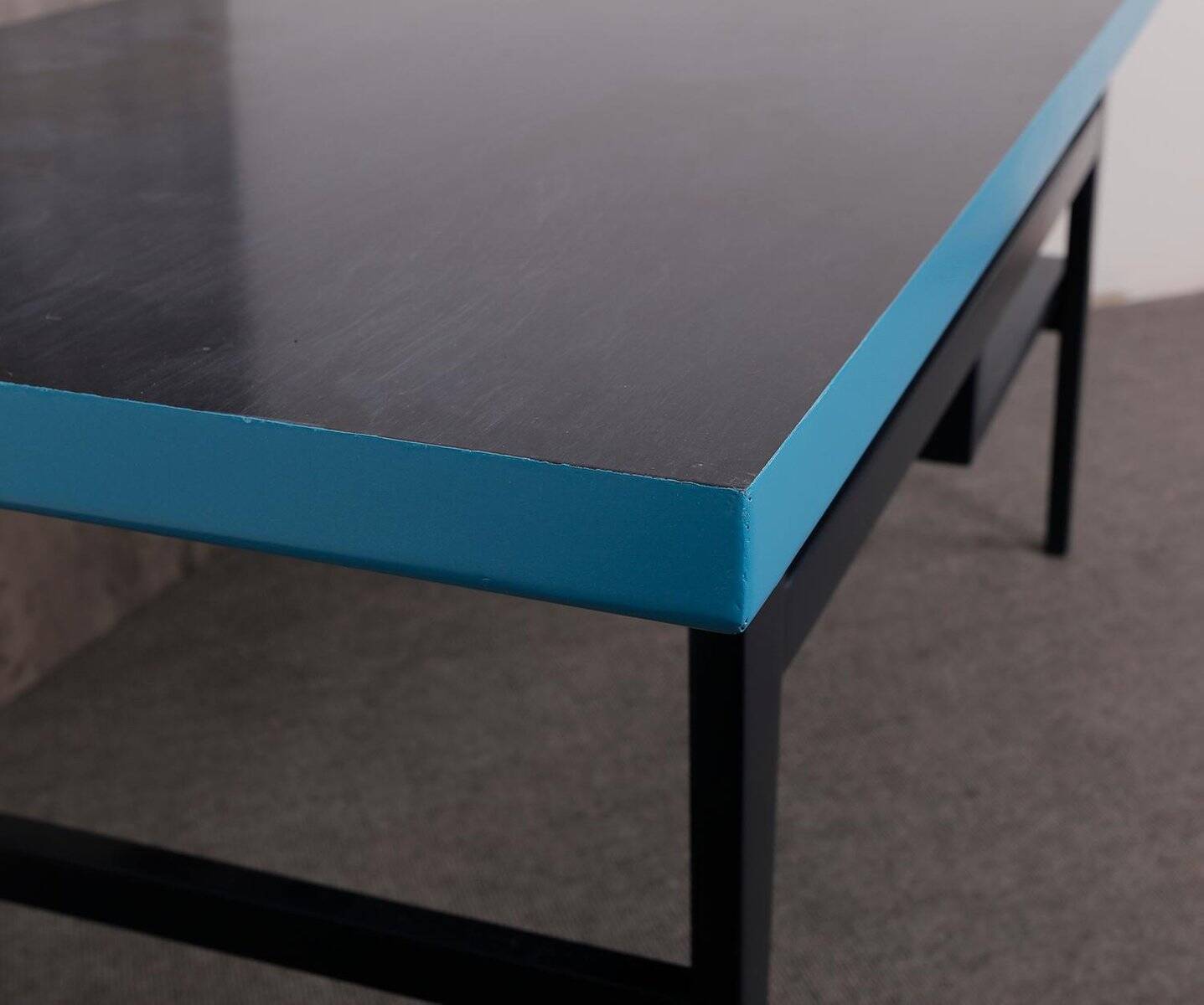 Mid-century coffee table in painted blue and navy wood, 1950s design from the Czech Republic.