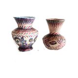Two small Rochefort-en-Terre earthenware vases signed Leray, handmade.