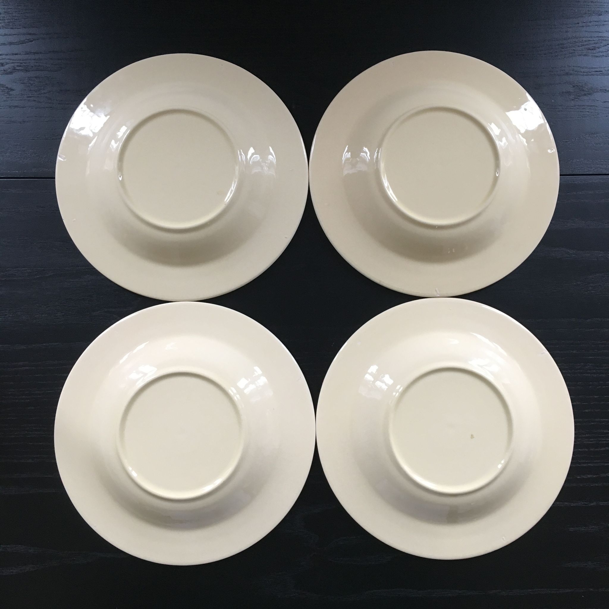 Lot 4 assiettes décor feuille