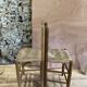 Pair of rustic-style vintage straw wood brutalist chairs