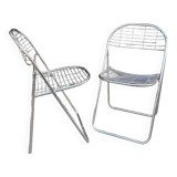 Paire de chaises pliantes en filet "aland" Niels Gammelgaard (?), chrome, 1970