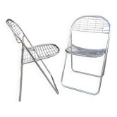 Paire de chaises pliantes en filet "aland" Niels Gammelgaard (?), chrome, 1970