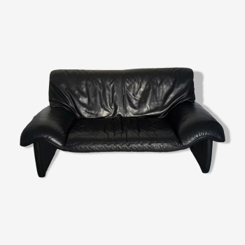 Black leather sofa