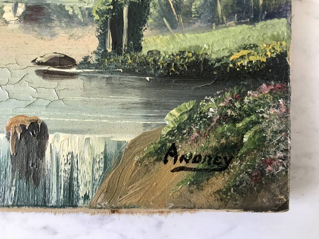 Vintage river oil on canvas