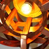 Copper pendant light by Werner Schou for Coronell Electro, Denmark, 1969.