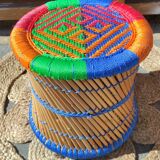Bamboo stool and ethnic and bohemian rope