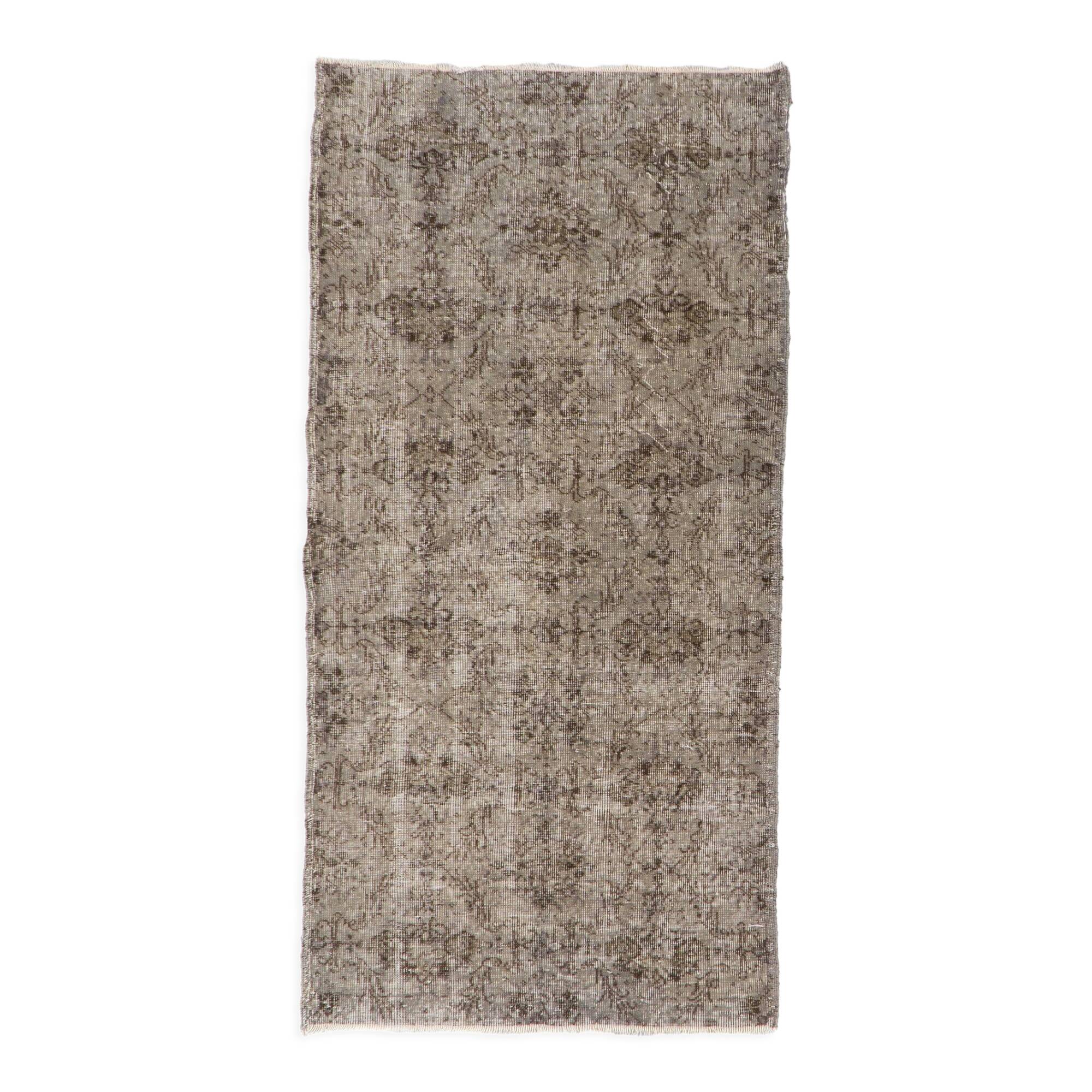 Vintage handmade turkish rug over-dyed in gray color