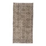 Vintage handmade turkish rug over-dyed in gray color
