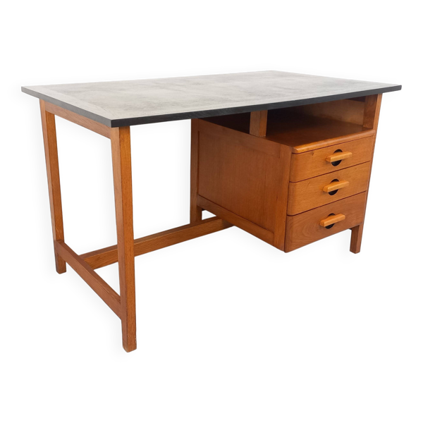Bureau vintage en bois de chêne des années 60