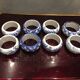 Series of 8 rounds of blue and white porcelain towel
