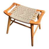 Wooden stool with Danish rope