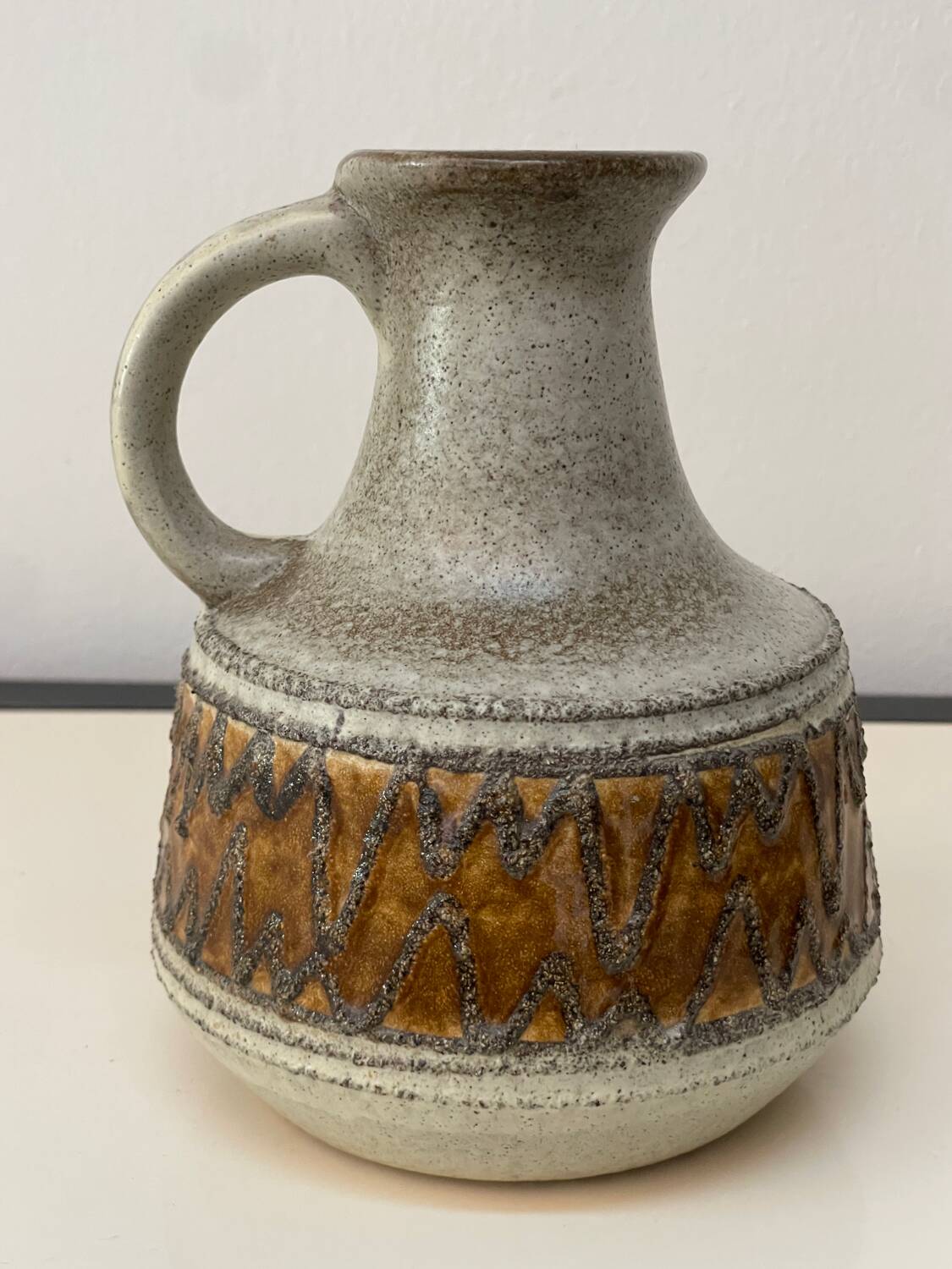 Small brutalist vintage ceramic jug vase from the 70s.