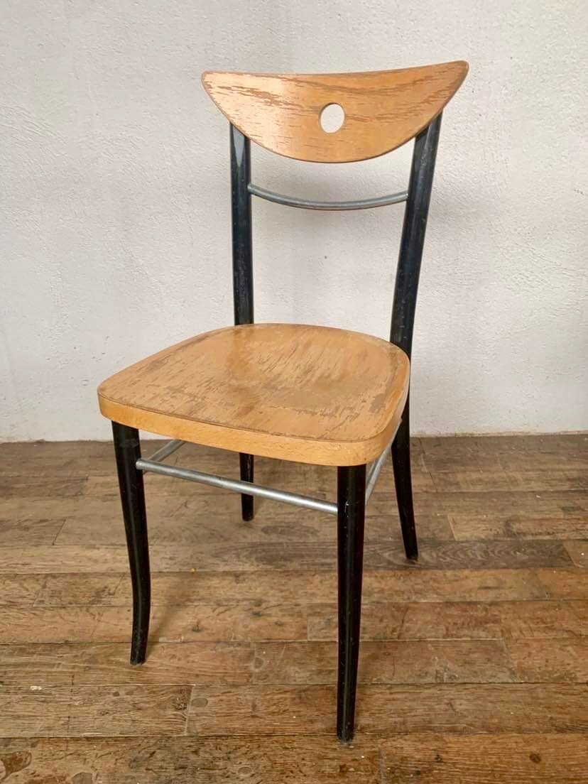 Series of 6 vintage curved wood bistro chairs