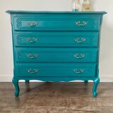 Vintage chest of drawers with a duck blue makeover