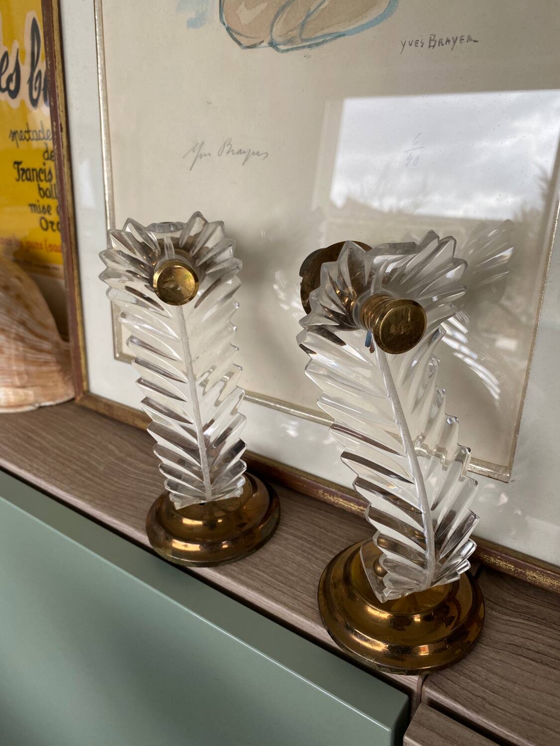 Pair of 1960s brass wall lights