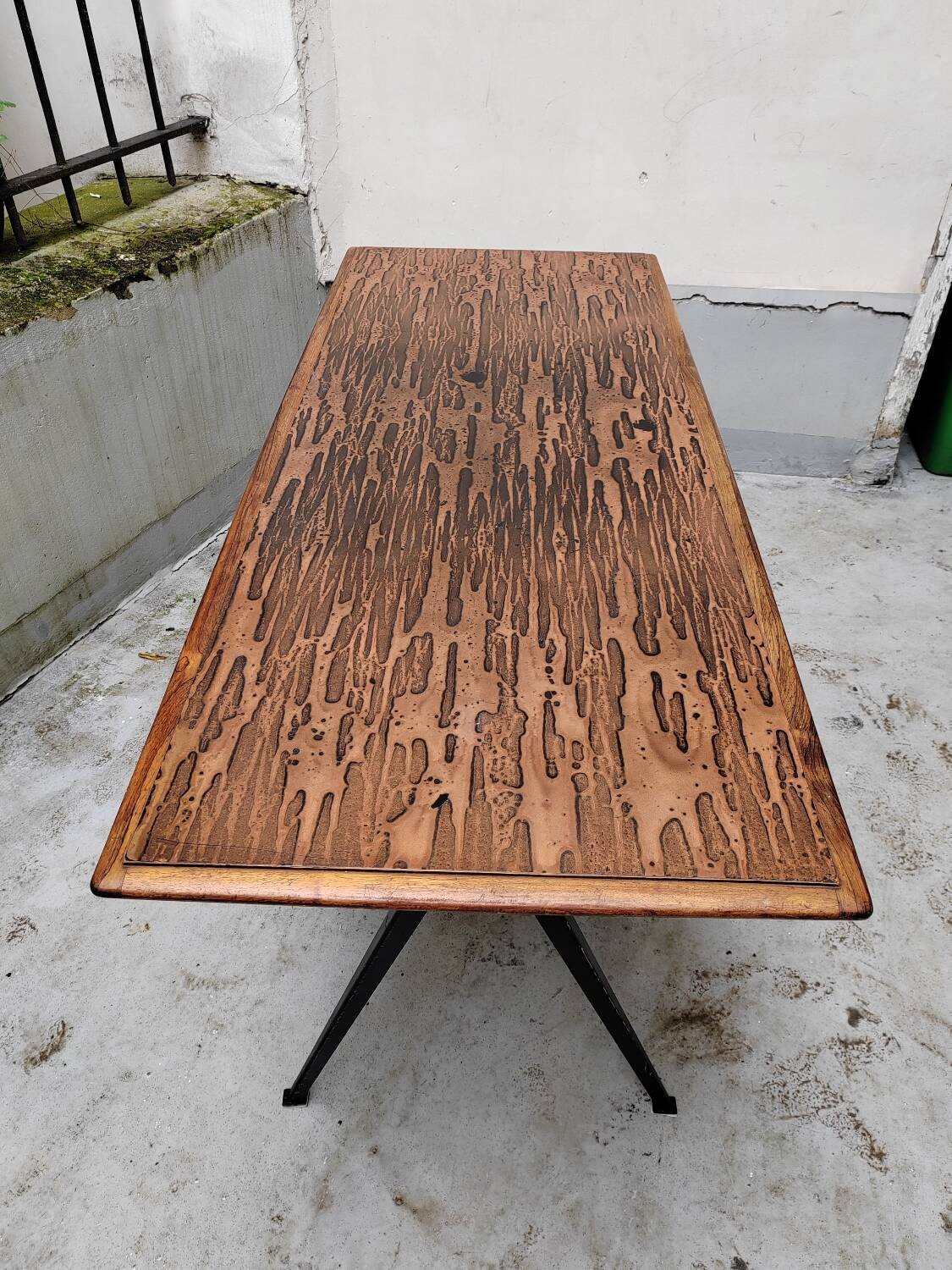 Metal and wood compass table