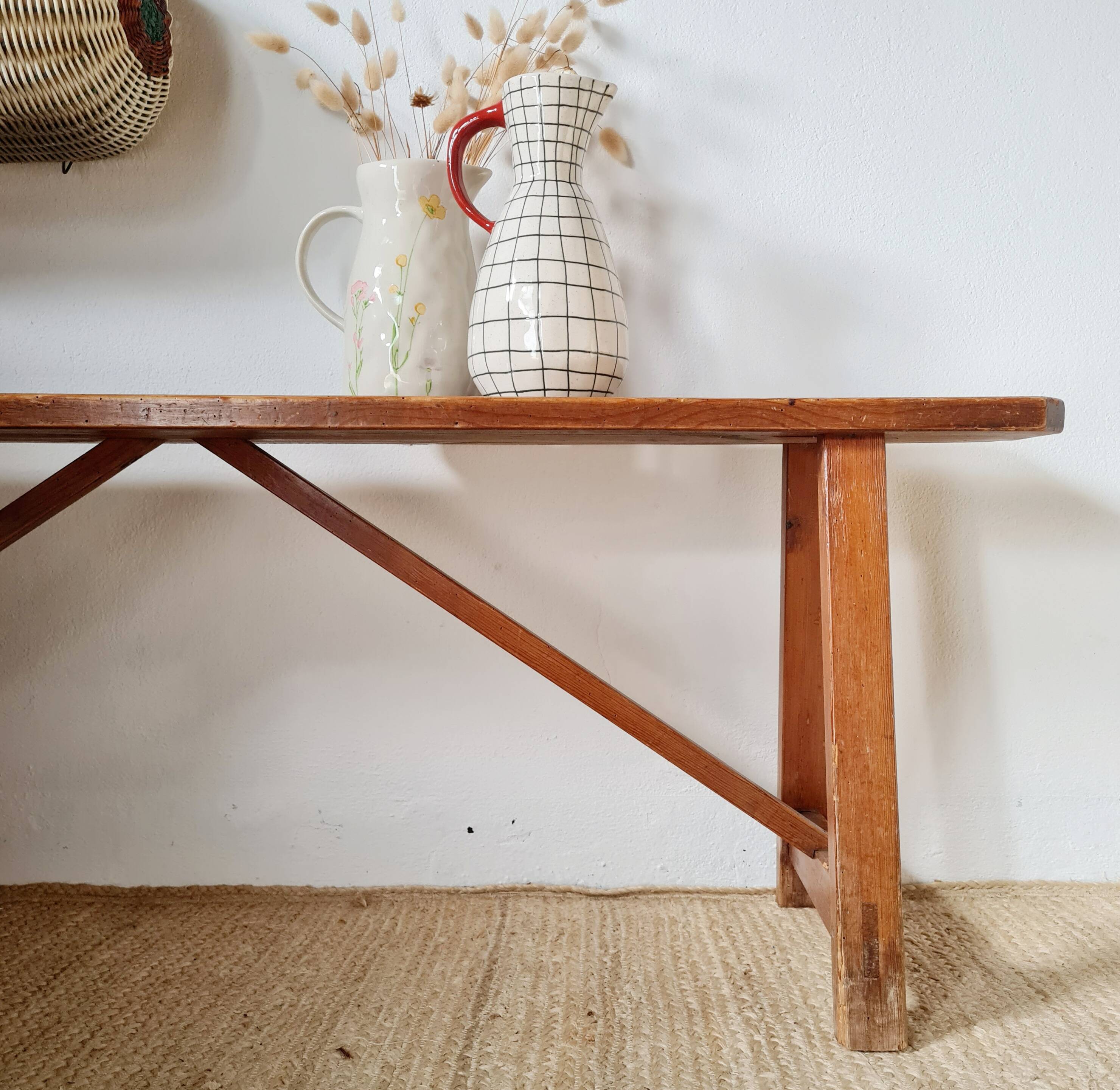 Old wooden farm bench L140cm
