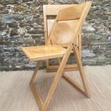 Extra flat vintage beech folding chairs