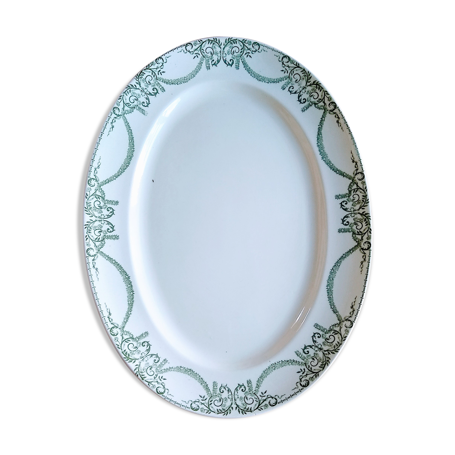 Oval dish green service napoleon model labrador