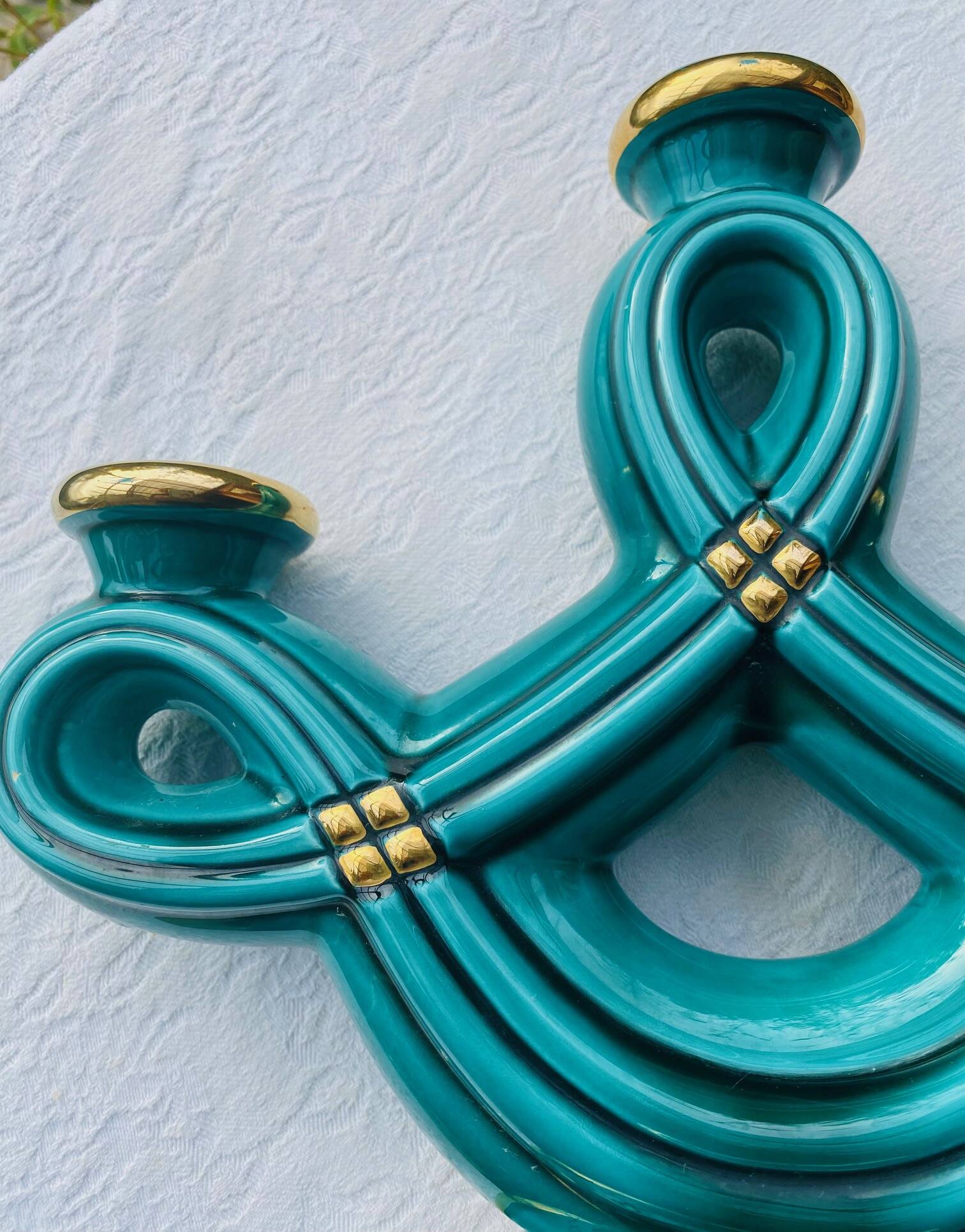 Triple ceramic candlestick Art Deco