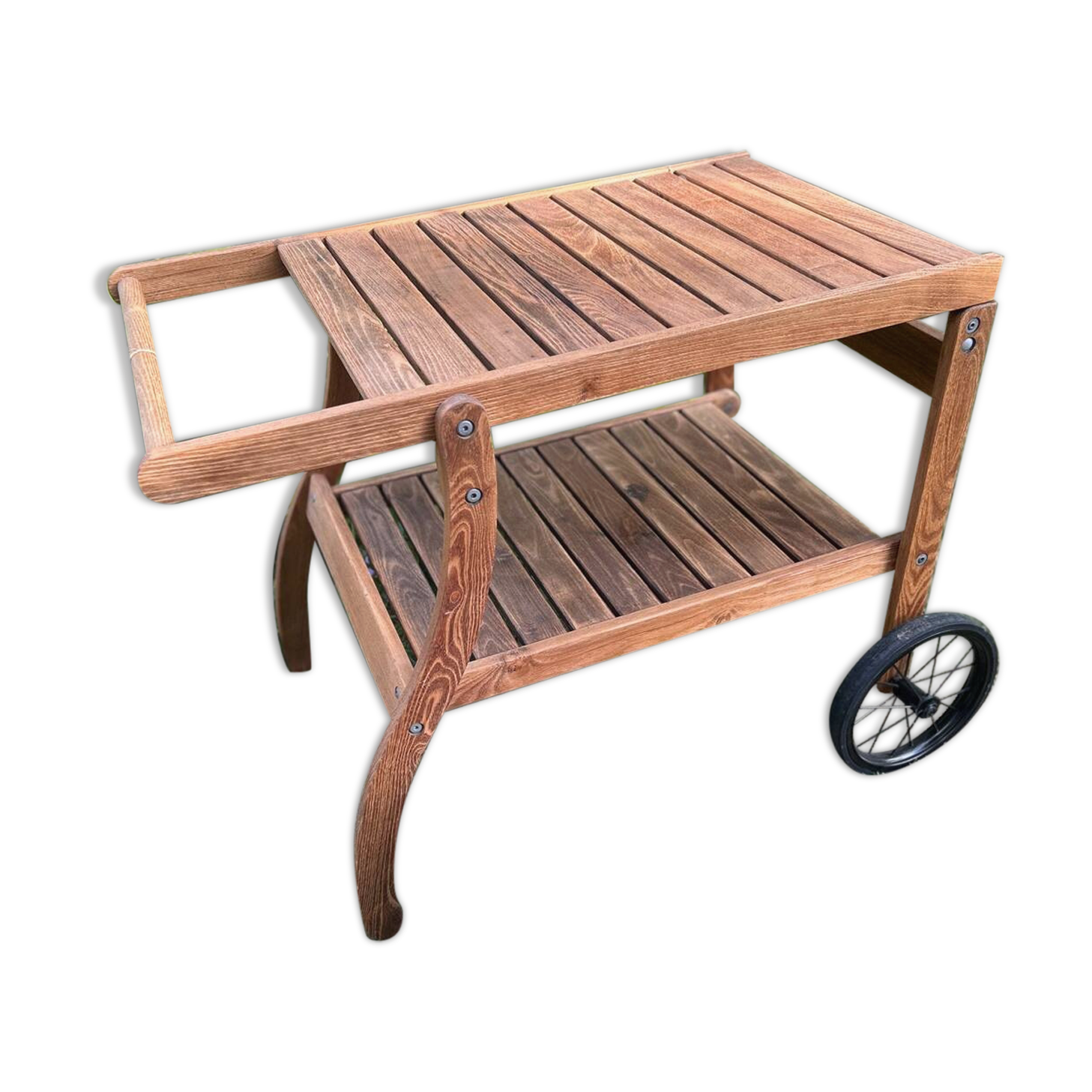 Exotic wood serving trolley