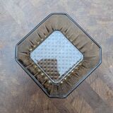 Set of 4 small square bowls - smoked glass - retro design - 70s / 80s