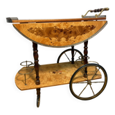 Chariot à boissons en noyer incrusté Sorrento vintage italien | Environ années 1970 | Coppe