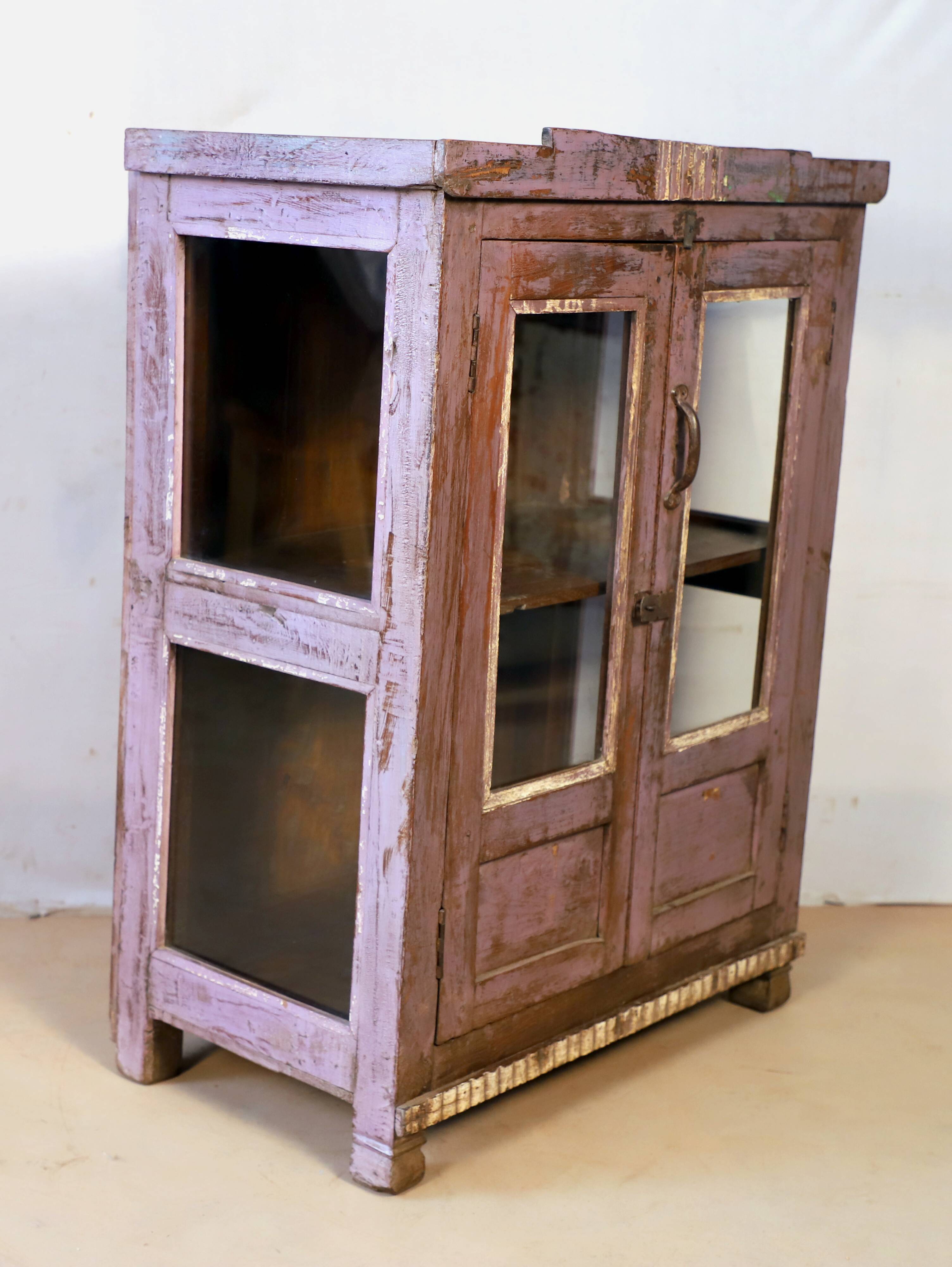 Antique Burmese teak sideboard with original mauve patina