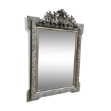 Napoleon iii pediment mirror in gilded stucco and green patina