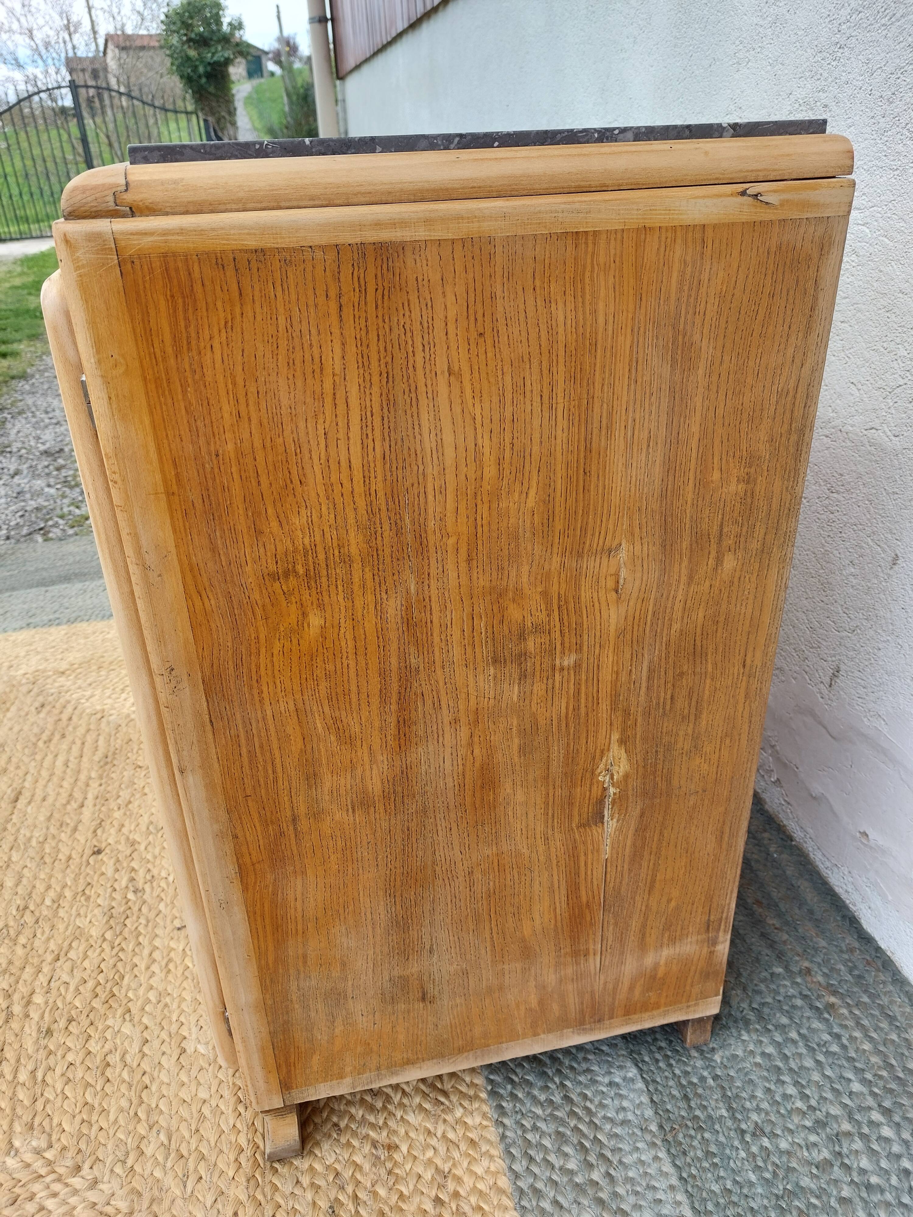 Mado buffet in wood, marble and copper, restored