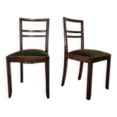 Art Decò dining chairs in walnut and fabric, 1940