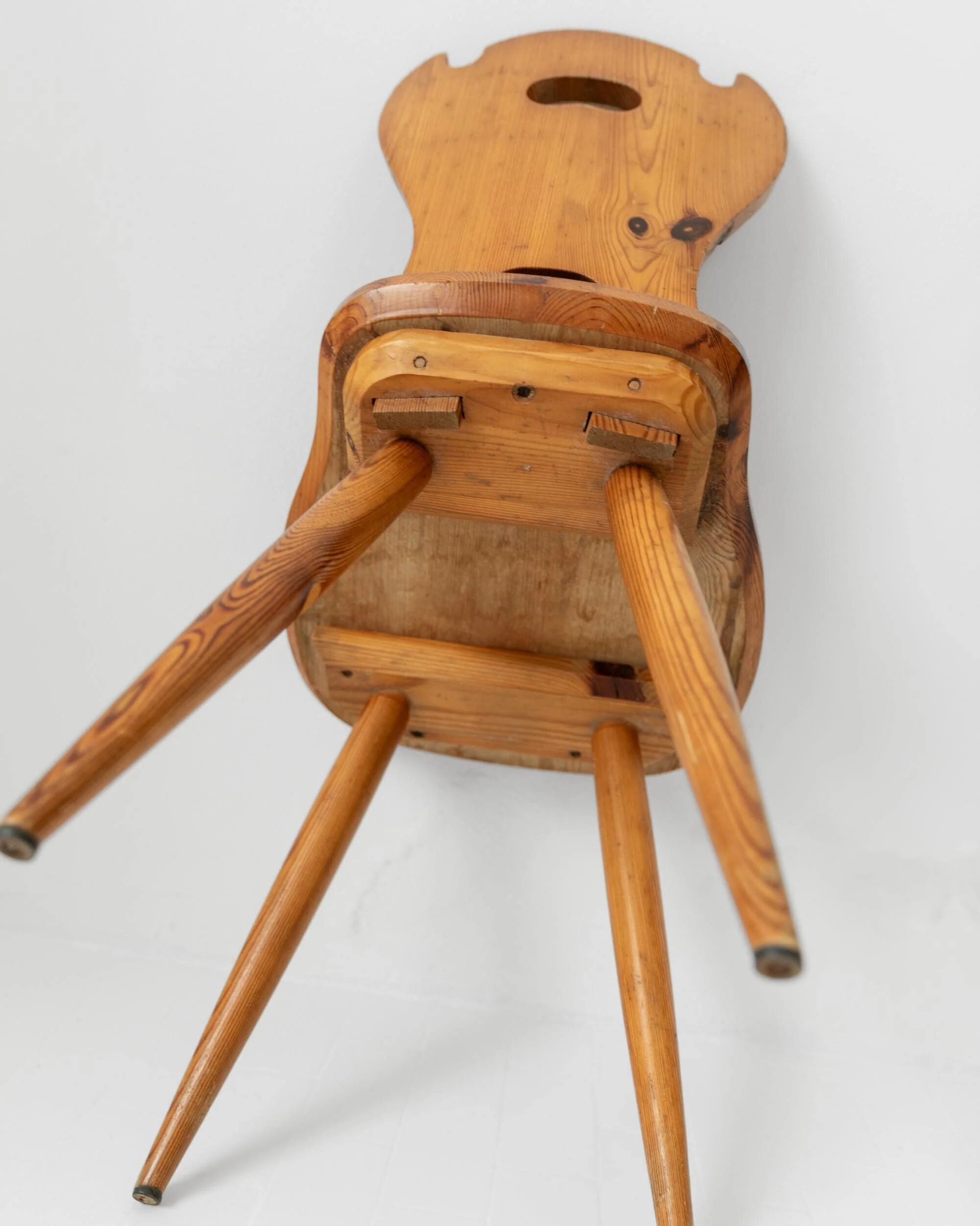Set of 3 vintage wooden farmhouse chairs from the 1960s.