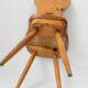 Set of 3 vintage wooden farmhouse chairs from the 1960s.