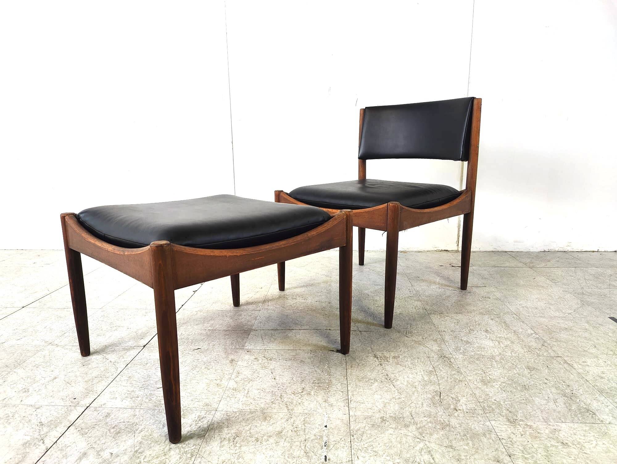 Mid century Scandinvian lounge chair with stool, 1960s