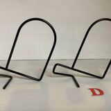 Pair of black metal bookends D