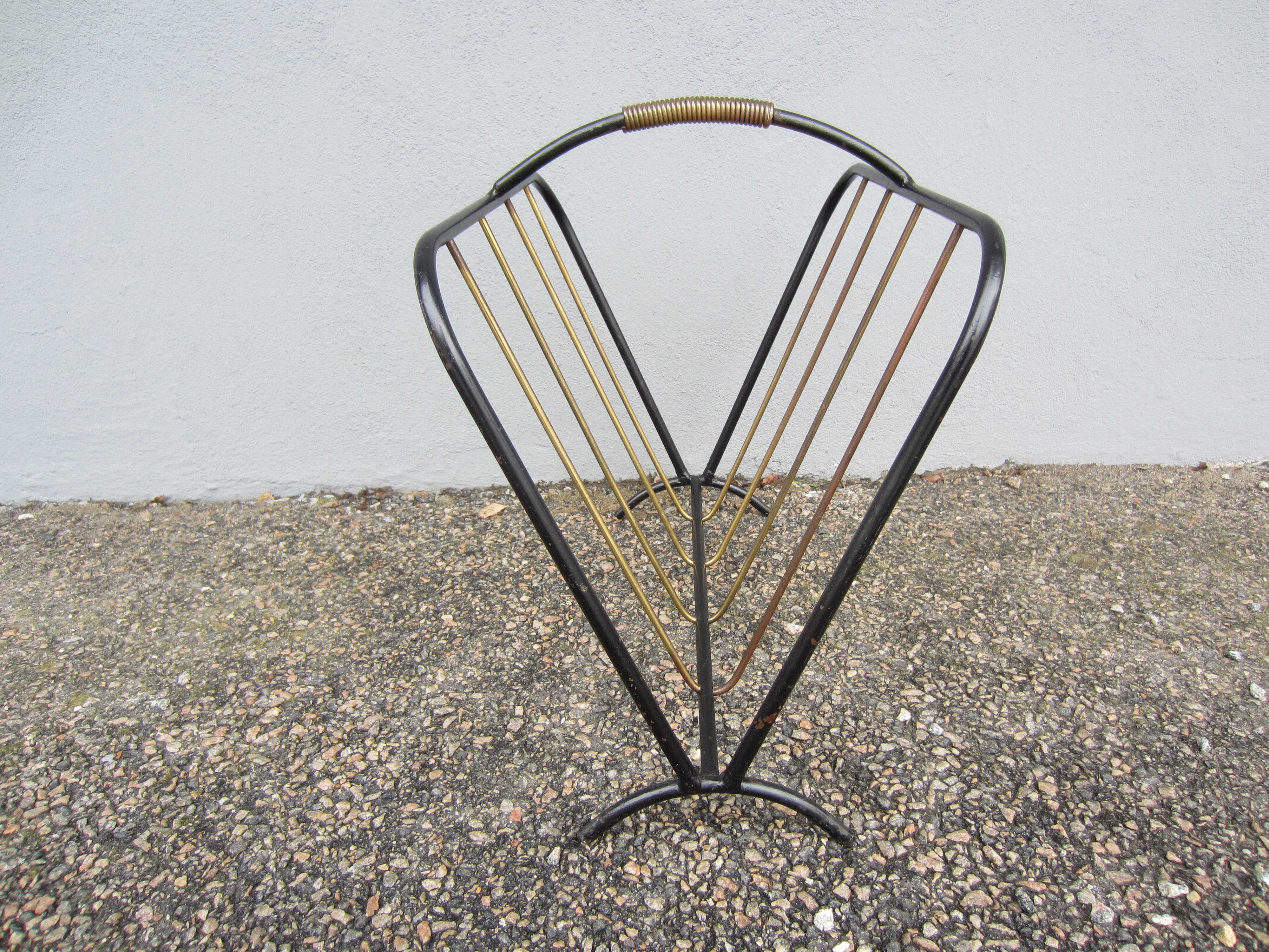 Steel and brass magazine rack