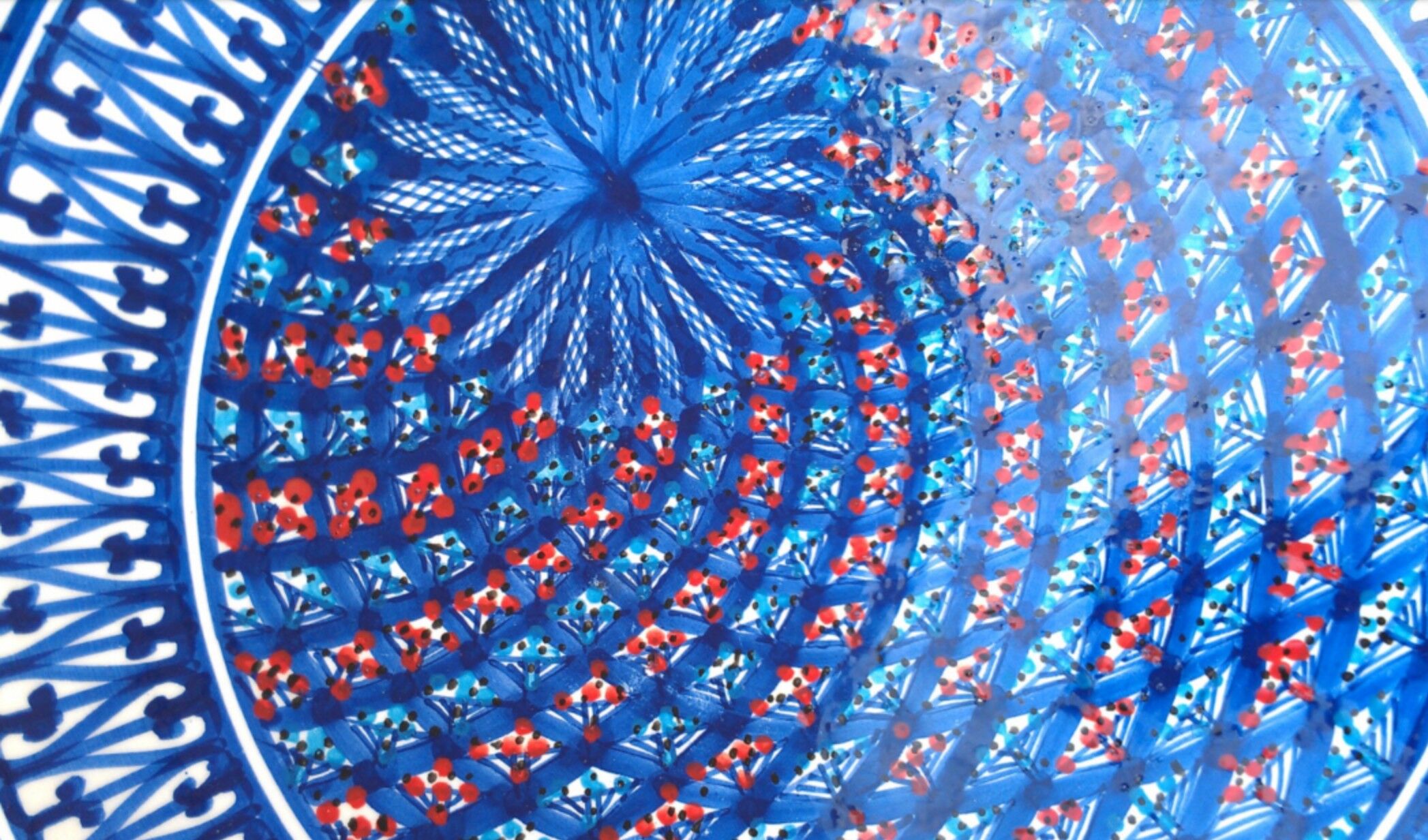 Handmade multicolored ceramic dish