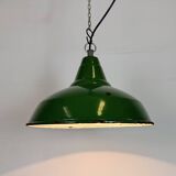 Industrial British Green Enamel Factory Pendant Lamp, 1960s