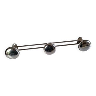 Chrome metal wall coat rack, vintage 1970s