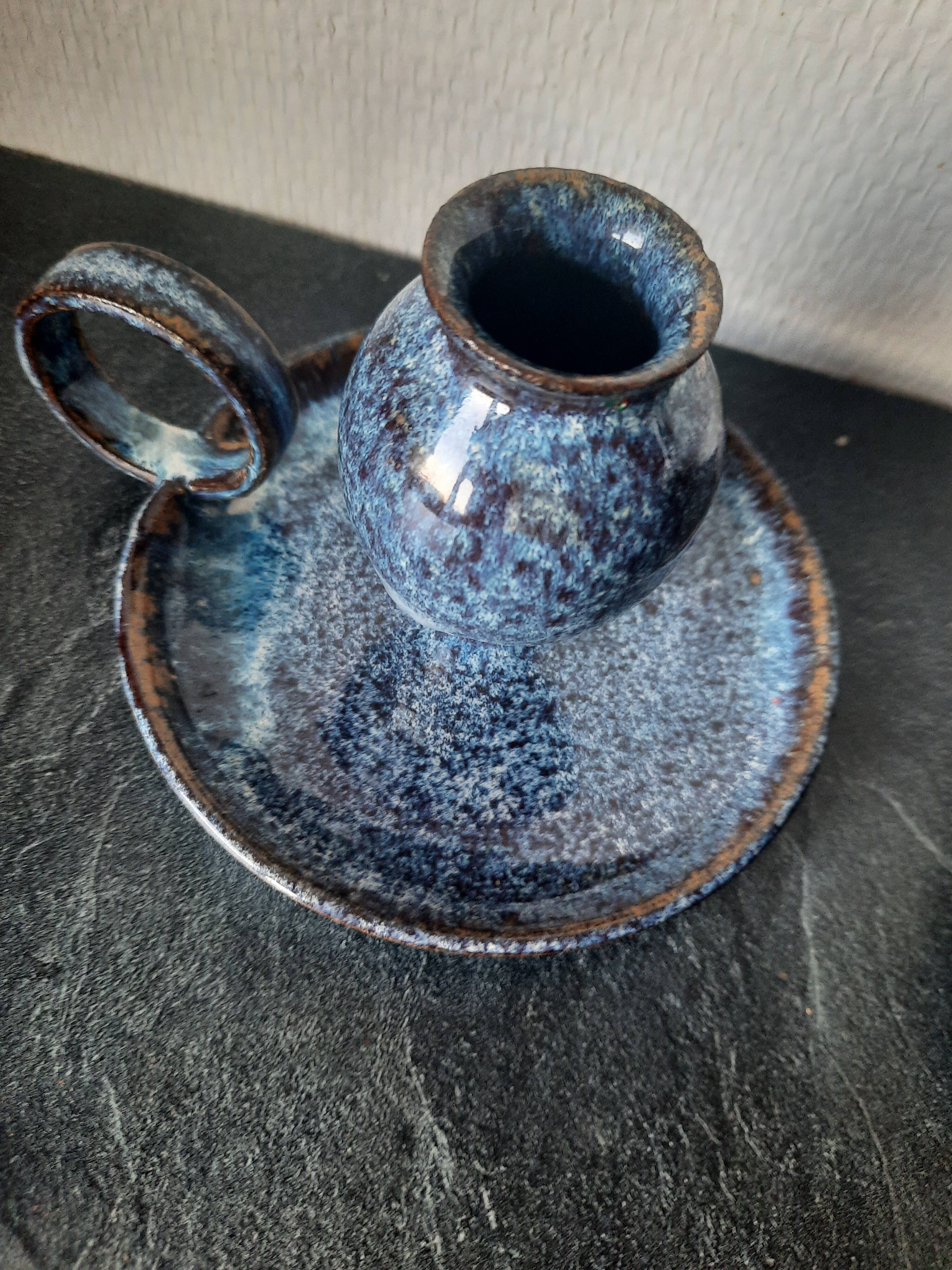 Pair of ceramic candle holders