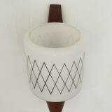 Scandinavian wall lamp in teak and opaline