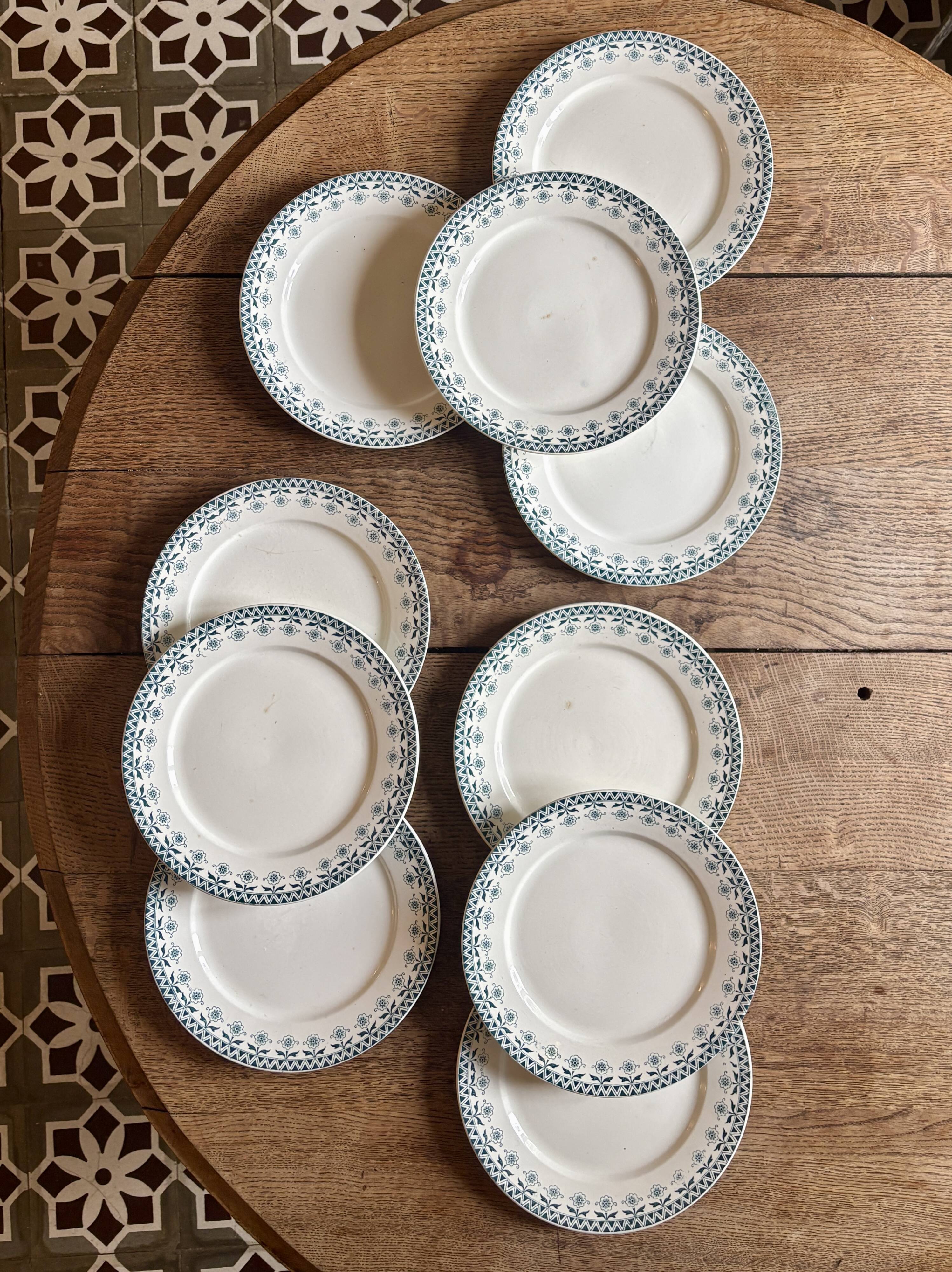 Set of 10 vintage ironstone plates by Henry of Sarreguemines.