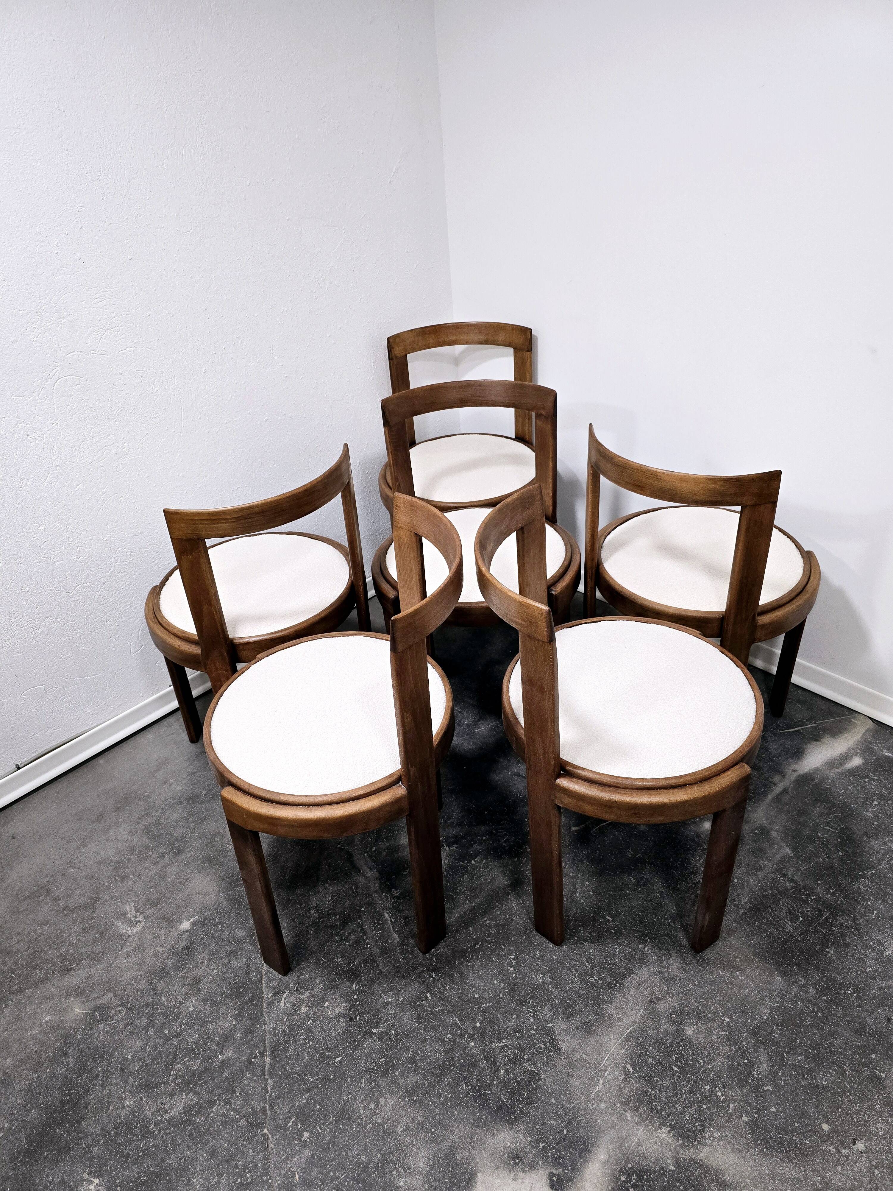 Chaises de salle à manger en bois courbé des années 1960, lot de 6